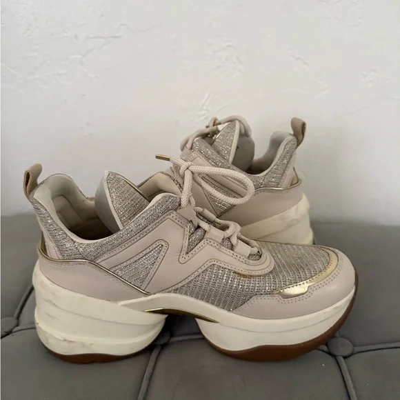 Michael Kors Kids Gold and Beige Sneakers - Picture 4 of 6
